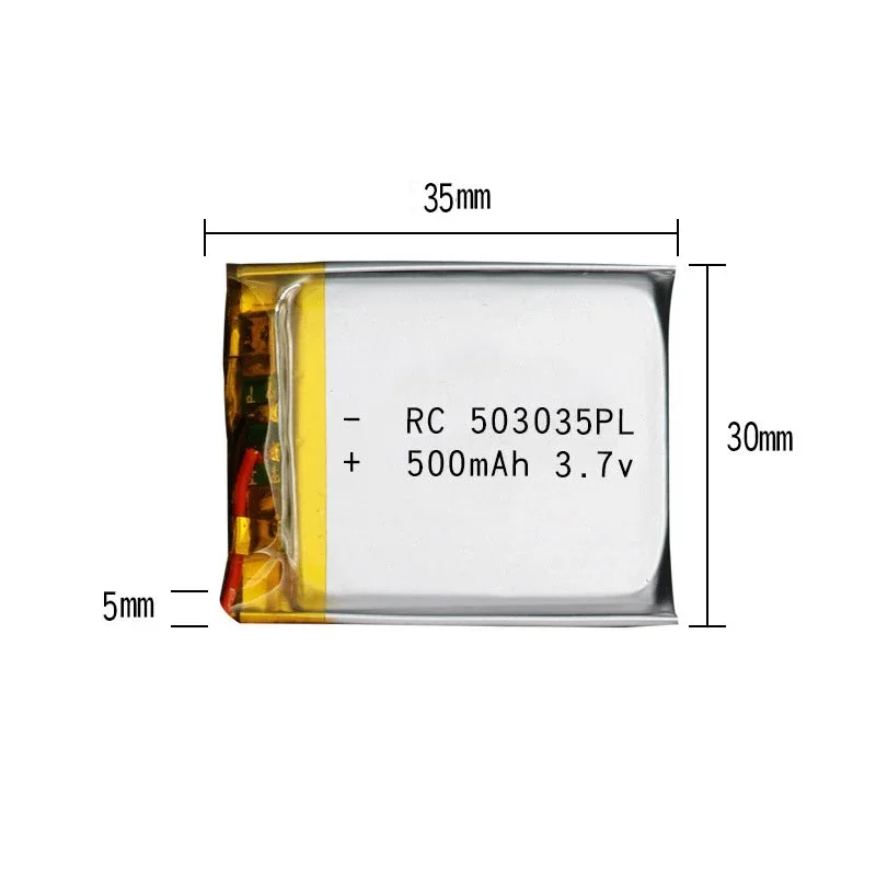 500mAh 3.7V Lithium Polymer Rechargeable Battery 503035 For GPS MP3 MP4 Toy Bluetooth Speaker Headset Smart Watch Power Bank