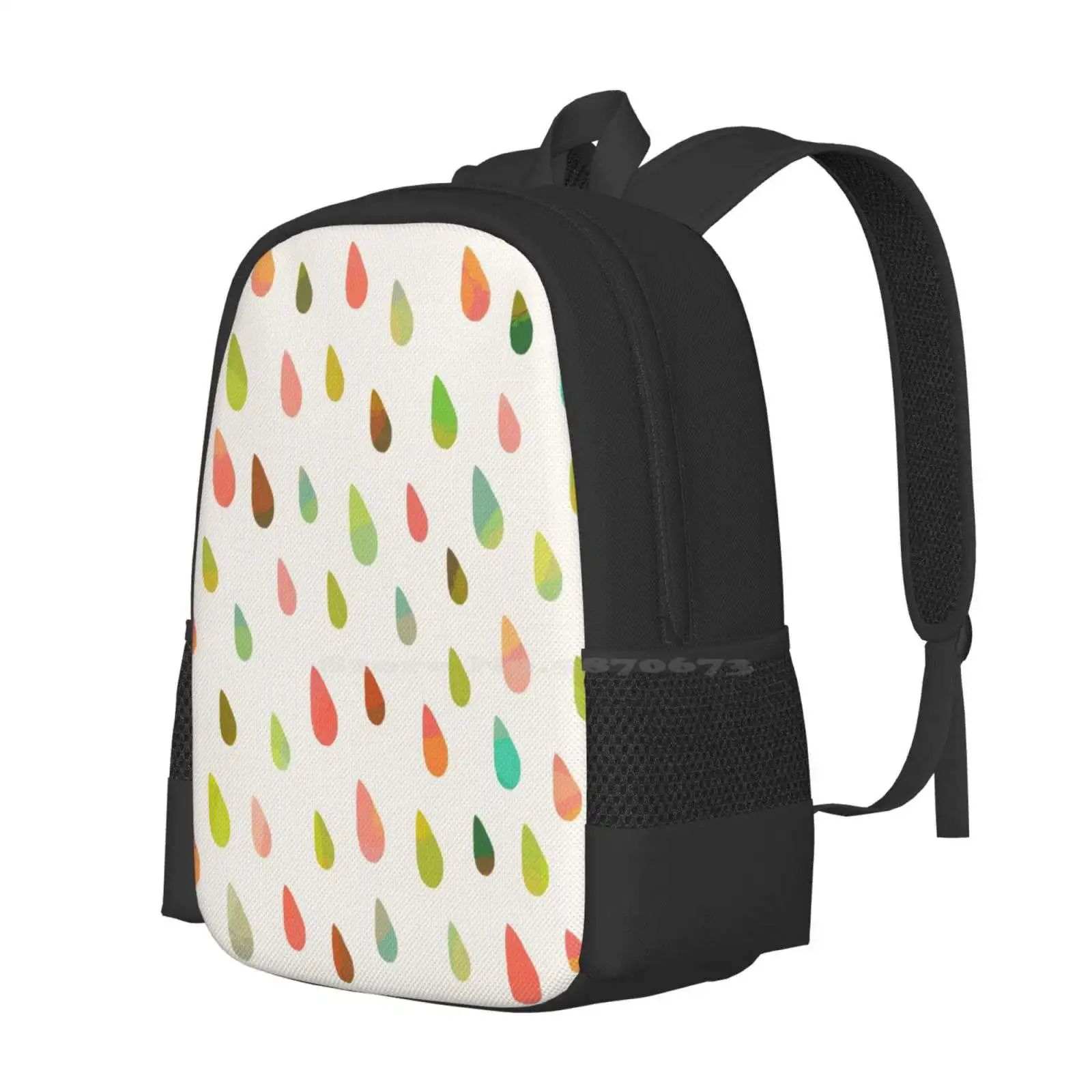 Opal Drops Hot Sale Schoolbag Backpack Fashion Bags Raindrops Pastel Pattern Kawaii Cute Retro Weather Colourful Colorful Girl