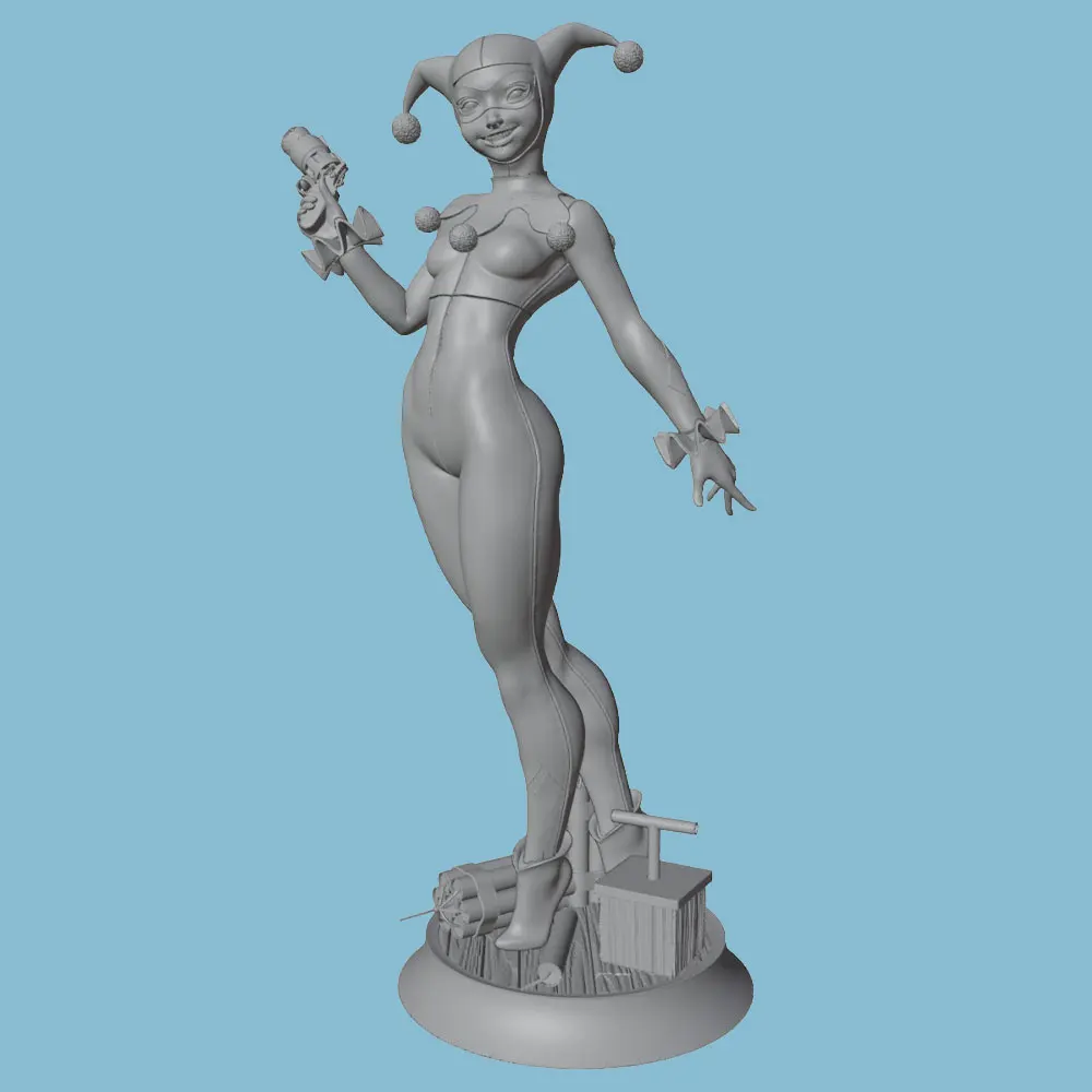 1/24 7.5cm Circus Clown Resin Model Set, humorous and funny style costume, 3D printed gray statue, DIY doll model, not painted