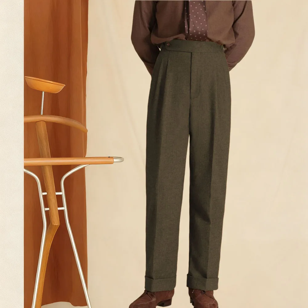 الرجال مستقيم الساق دعوى السراويل مزيج الصوف الإيطالي رجل عارضة السراويل البيج الرجال السراويل أسود براون سميكة الصوف السراويل لخريف شتاء