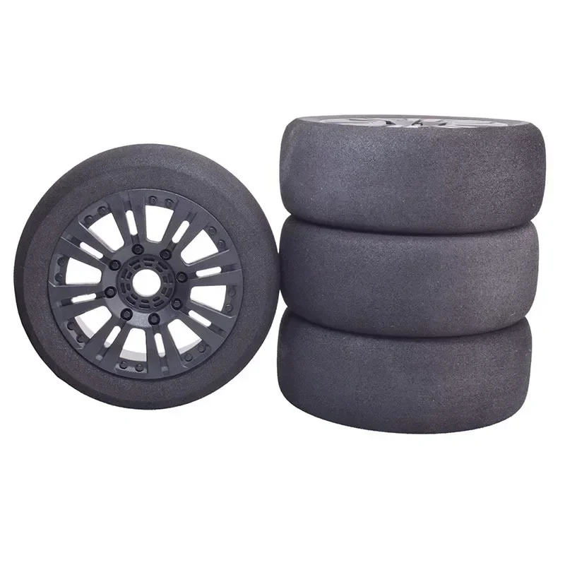 

4pcs 1/8 4WD Nitro Off Sponge Tires Flat RunWheel Rim 17mm Hex for 1/8 RV Racing Flat Run S86E Hongnuo X3GT Sponge Tires