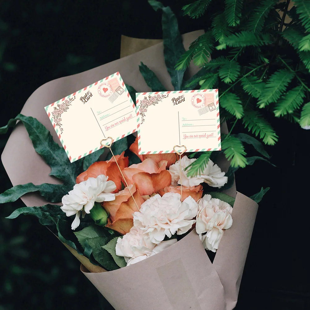 

60 Pcs Card Holders Floral Picks Heart Shape Bouquet Decor Heart Shape Floral Picks Wedding Birthday Party Reusable