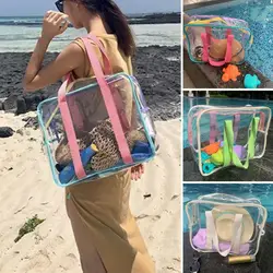 Borsa da spiaggia borsa a tracolla borsa da viaggio accessorio da viaggio pieghevole impermeabile ad alta capacità See Through Smooth Zipper Storage Multi-purpos