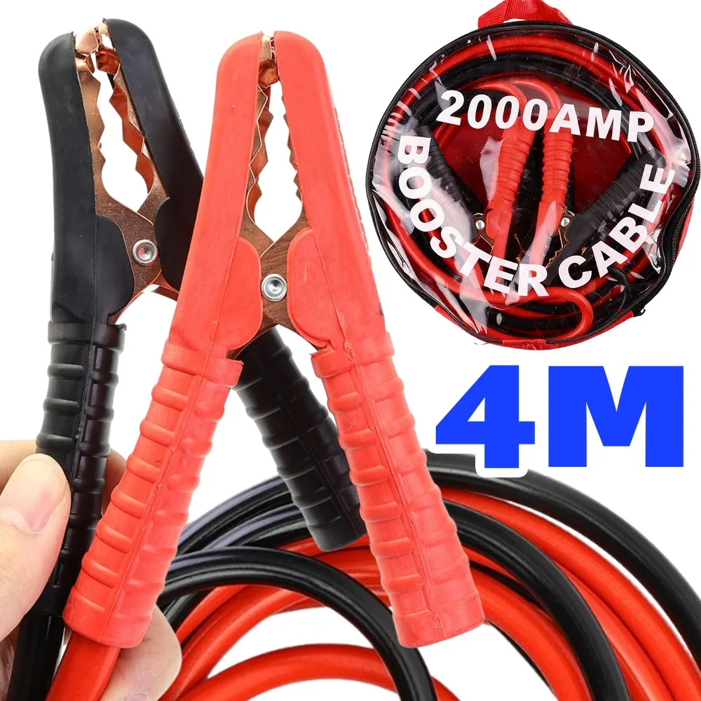 2000A 4M Car Jumper Cables Battery Booster Cable Cold Resistant Copper Emergency Jump Start Wire Auto Truck Motorcycle Tools