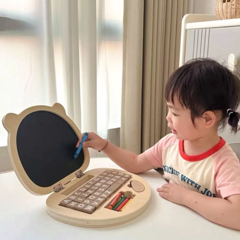 

Laptop Shaped Simulation Drawing Board Multifuntional Mathematics Enlightenment Early Education Board Recognize Word Spelling