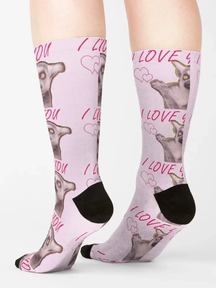 أنا أحبك، أنا أحب ليمور الجوارب مجنون السنة الجديدة قصيرة الشتاء الجوارب امرأة الرجال جوارب رجل المشي لمسافات طويلة جوارب لكرة القدم للرجال والنساء