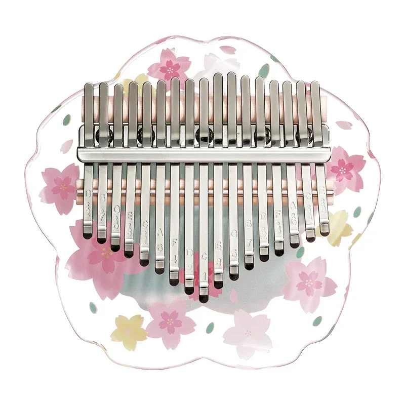 Acrylic Transparent Kalimba Beginner Chromatic Kalimba Creative Cherry Blossoms Professional Thumbs Piano Musical Keyboard Gifts