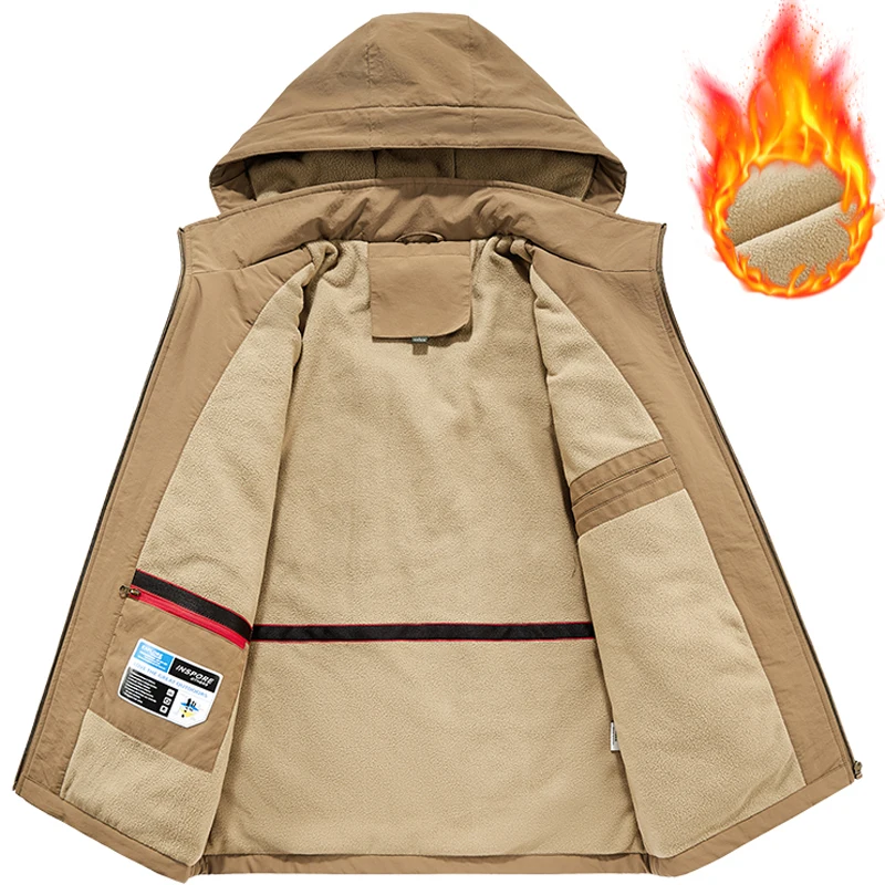 الرجال سترات سميكة الدافئة معطف مقنع القطن مبطن جاكيت من الصوف عادية مبطن سترة مضادة للماء الخريف الشتاء أبلى الملابس