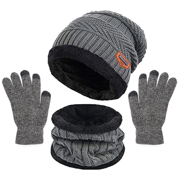 Conjunto de guantes de punto para hombre y mujer, gorro cálido, bufanda, gorro, guante de cuello, Unisex, Invierno