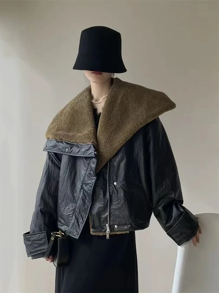 Winter Samt Navy Kragen Kordelzug Unten Jacke Frauen Weiße Ente Unten Zipper Jacken Weibliche Lose Warme Parker Baumwolle Outwears
