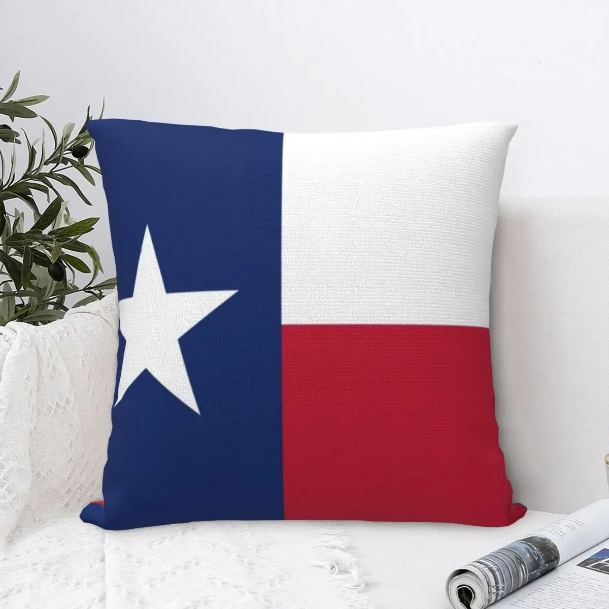 

Flag Of Texas Square Pillowcase Polyester Pillow Cover Velvet Cushion Zip Decorative Comfort Throw Pillow For Home Living Room