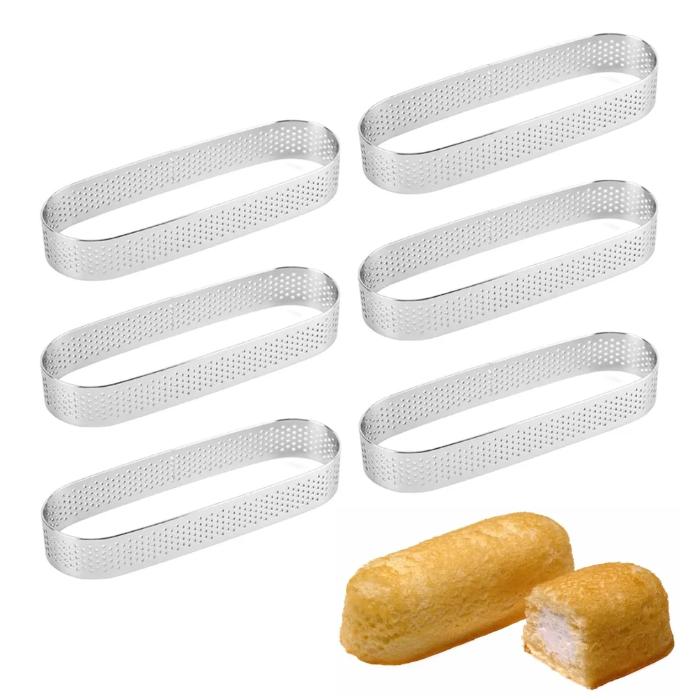 Juego de 3/6 Moldes Ovalados para Tartas, Acero Inoxidable 304, Perforados, para Repostería, Antiadherentes, Herramientas para Tartas de Frutas
