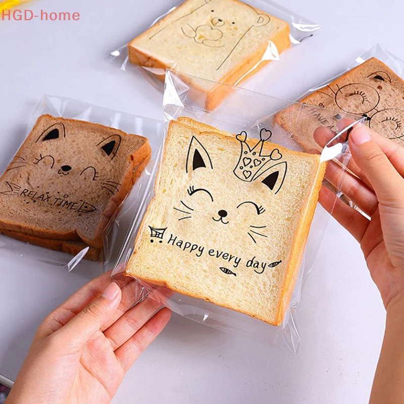 100PCS Self-กาวCandyของขวัญถุงน่ารักกระต่ายแมวหมีสัตว์ขนมปังToastคุกกี้เบเกอรี่บรรจุภัณฑ์กระเป๋าอุปกรณ์