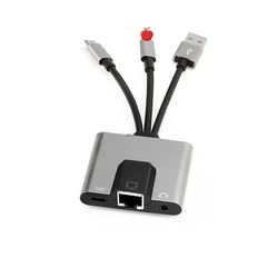 Type-C to 3.5mm RJ45 Hub USB C to Ethernet LAN Network Adapter Audio PD Fast Charging Docking Station For Laptop Phone Tablet
