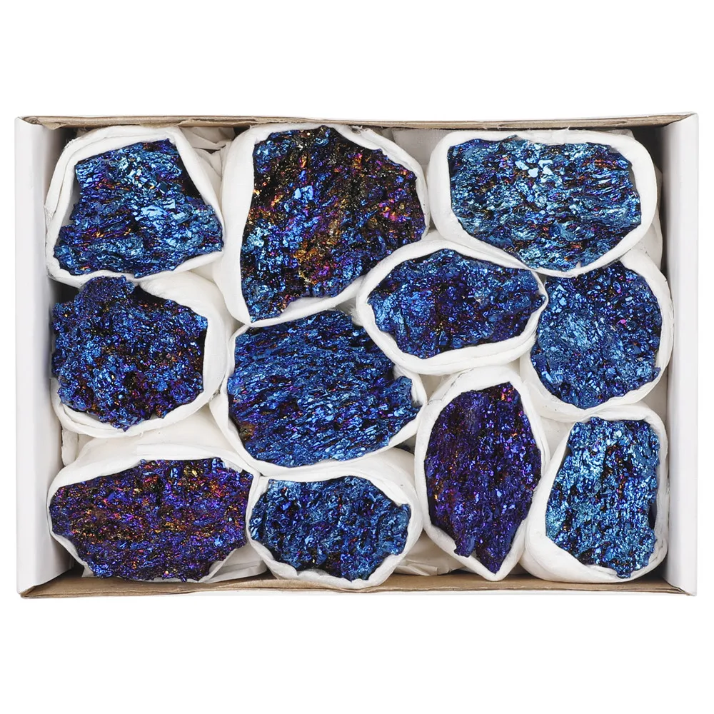 Espécimen de piedra Natural de carborundo colorido, carburo de silicio, cuarzo negro, muestra Mineral, decoración del hogar, 1 caja