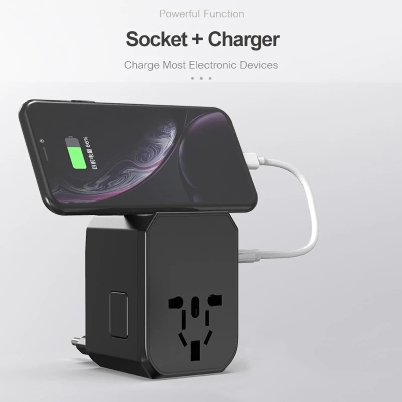 Global Travel Charging Adapter with USB A & Type C Outlets Multifunctional Global Conversion Socket Wide Voltage DropShipping