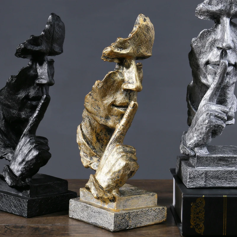 نحت حرفي من الراتنج "الصمت الذهبي" من الشمال، قطعة زخرفية إبداعية للمنزل وغرفة النوم وغرفة المعيشة والمكتب #4