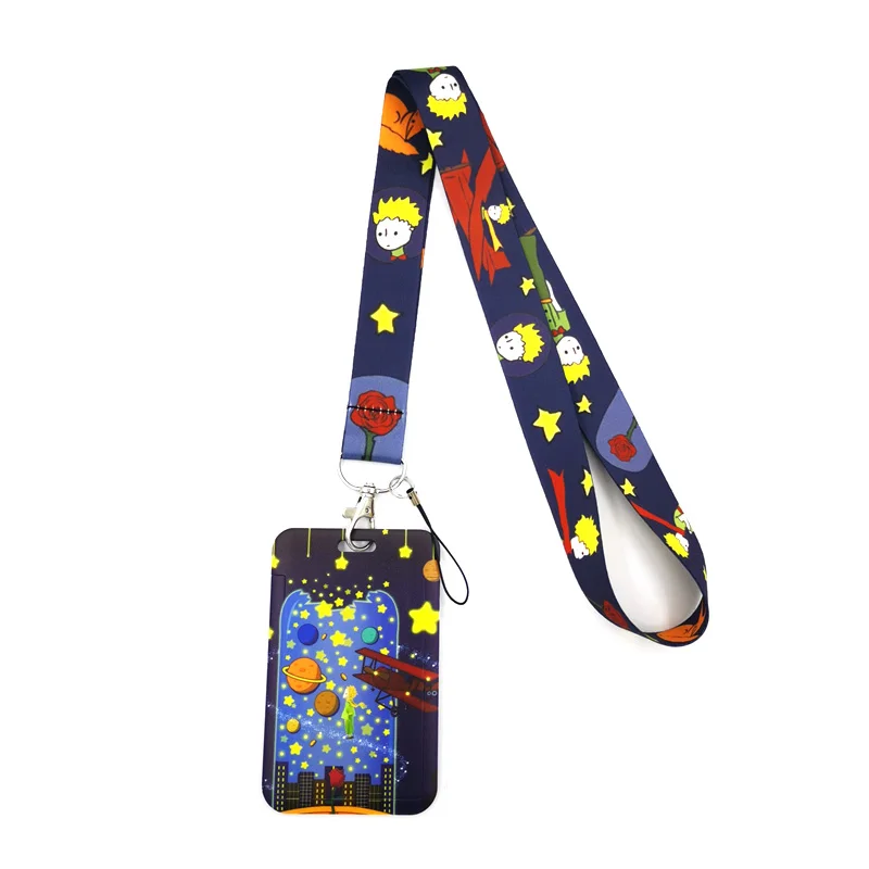 Little Prince Black Fashion Lanyard ID Badge Holder Bus Pass Case Cover Slip Bank Credit Card Holder Strap Card Holder