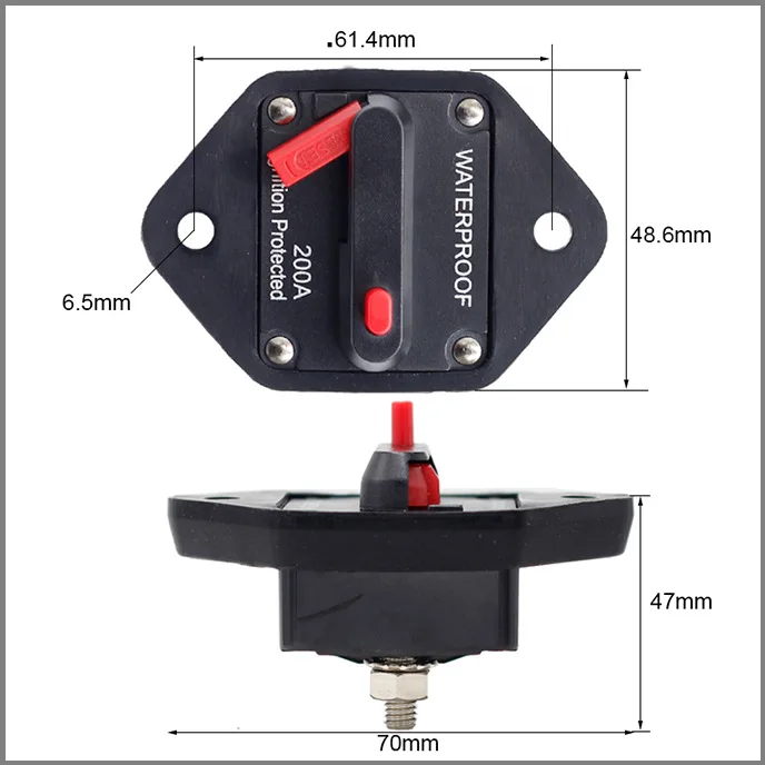Car audio modification with switch, automatic fuse holder, power supply, electrical protection, recovery circuit breaker