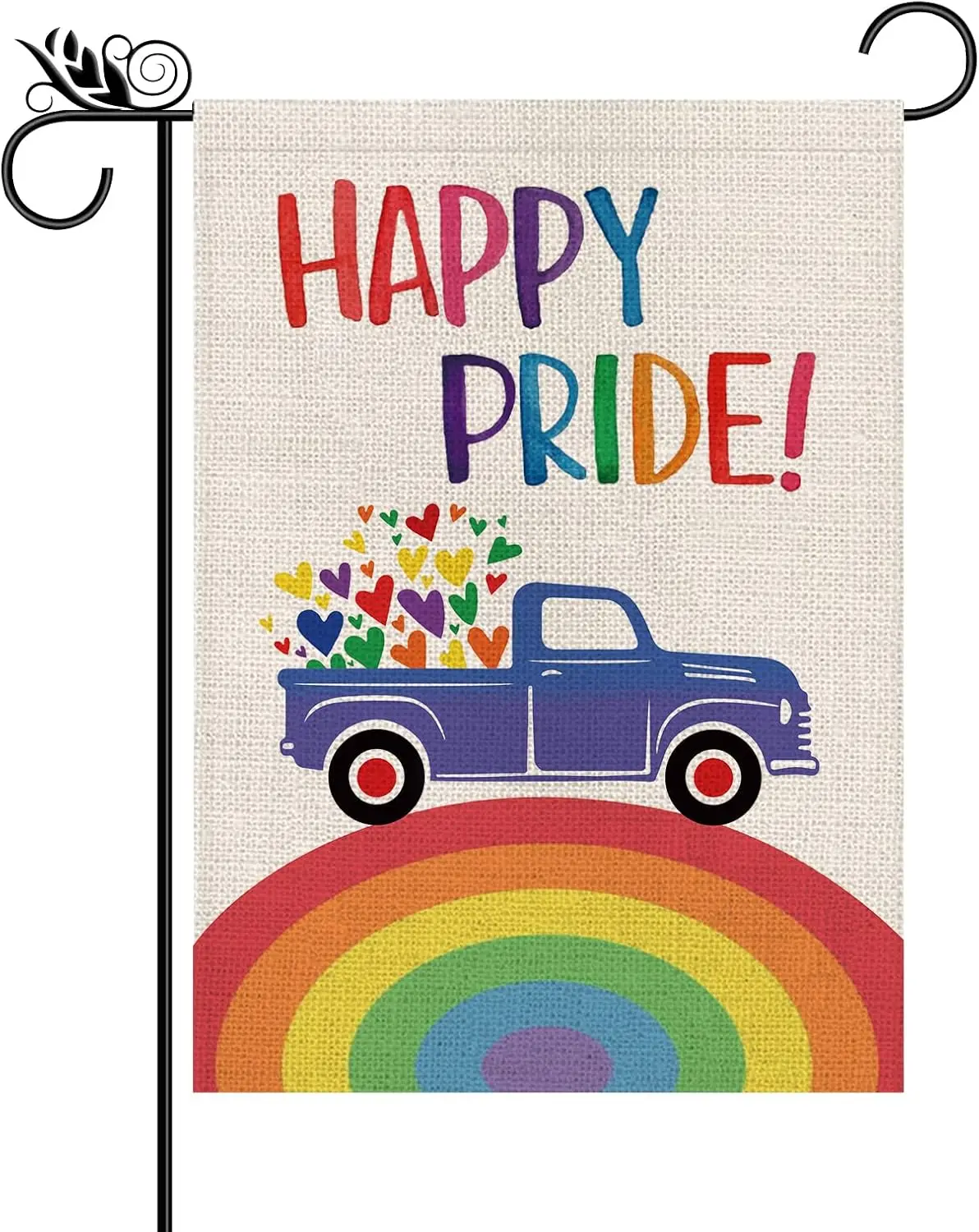Rainbow Garden Flag Rainbow Truck Vertical Double Sided Happy Pride Flag LGBT Lesbian Gay Transgender Pansexual Flag Farmhou jjp