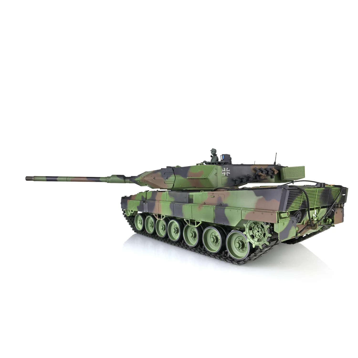 2,4 Ghz Heng Long 1/16 7.0 kunststof Leopard2A6 RTR RC tank 3889 met 360 °   Torentje klaar om auto's te werken TH17575