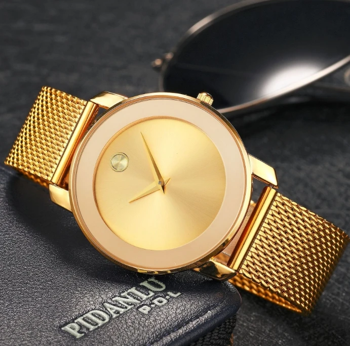 Business Men\'s Watch Classic Simple Casual Waterproof Quartz Gold Wrist Watch for Men