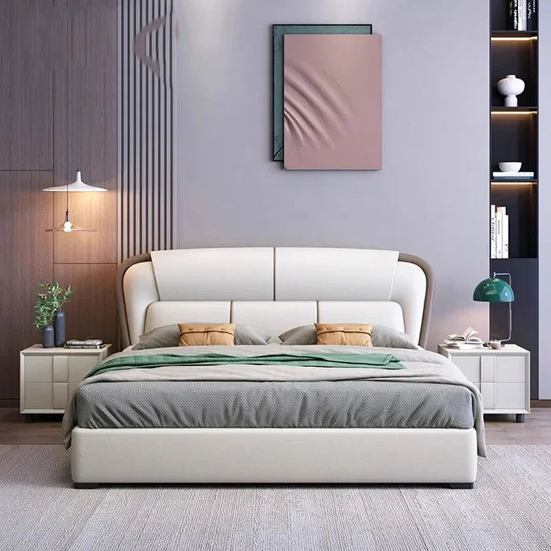 Luxurious Minimalist Double Bed Small Master Modern Simple Double Bed Storage Headboard Camas Moderrnas Inteligentes Furniture