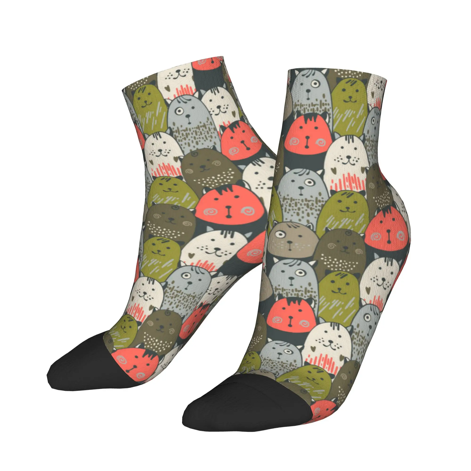 

Cute Cats Animal Cartoon Ankle Socks Printed Novelty Casual Socks Summer Anti Bacterial Outdoor Soft Sock For Unisex Men