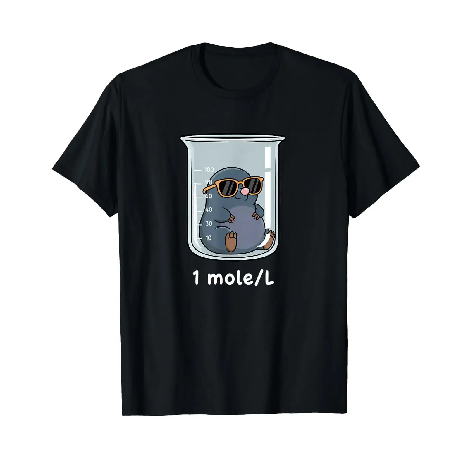 1 Mole L Funny Chemistry Cartoon Science Chemist T Shirt vintage Washed Casual Stretched Soft Top For Everyday Wear Versatile