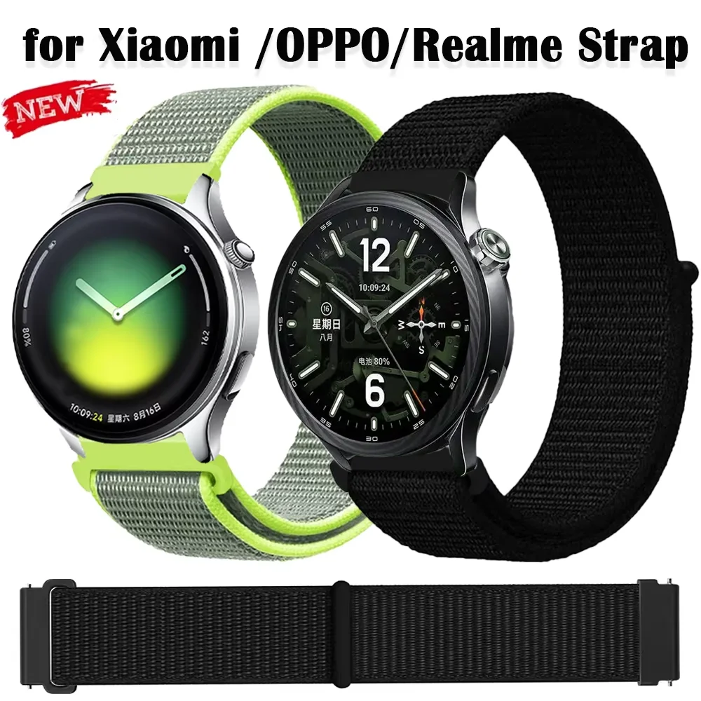 Нейлоновый ремешок 20 мм 22 мм для Xiaomi Watch 5 S4 Sport S5 S3, браслет для OPPO Watch S X3-2, Oneplus Lite 3, Realme Watch 5 S