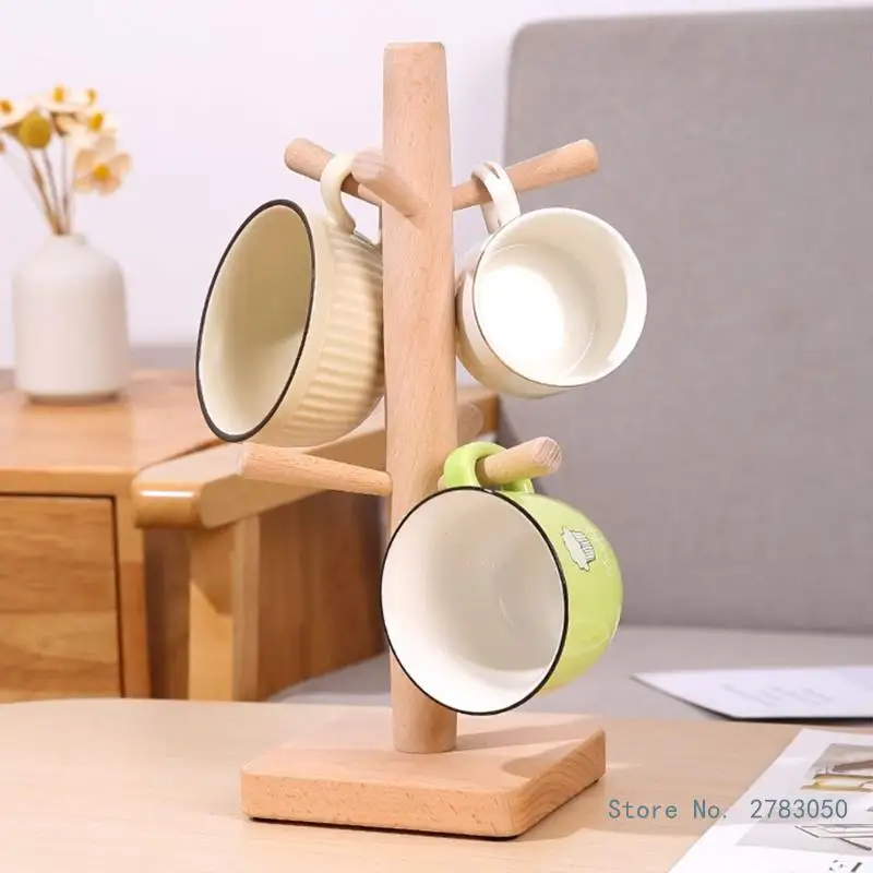 Standing Cup Holder Wooden Cup Drain Holder Household Cups Teas Cups Upside Down Novel Mug Storage Racks Cup Holder