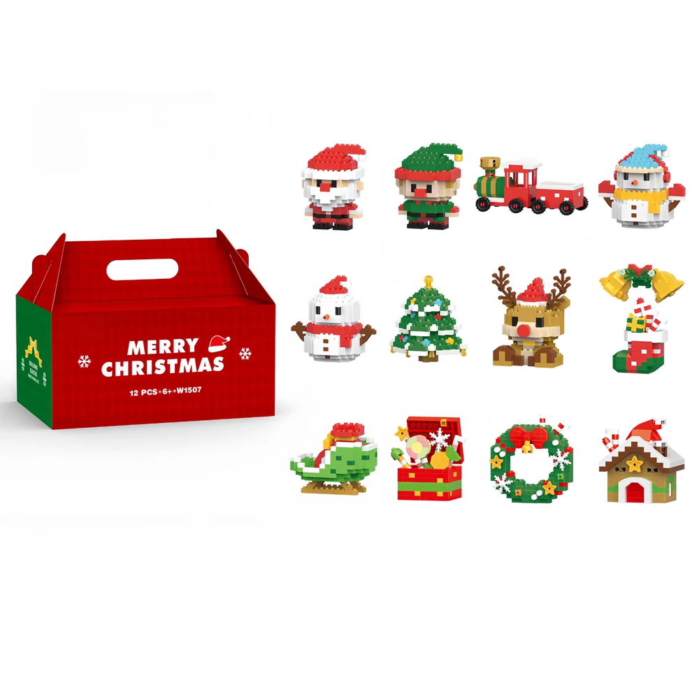 Knew Built Weihnachts bausteine Spielzeug-Spaß Blind Box Spiel Santa, Weihnachts baum, Zug, Rentier-perfektes Geschenk für Kinder – Detail 1