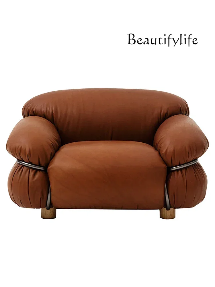 

Haute couture leather sofa Nordic wabi-sabi wind medieval simple sofa chair