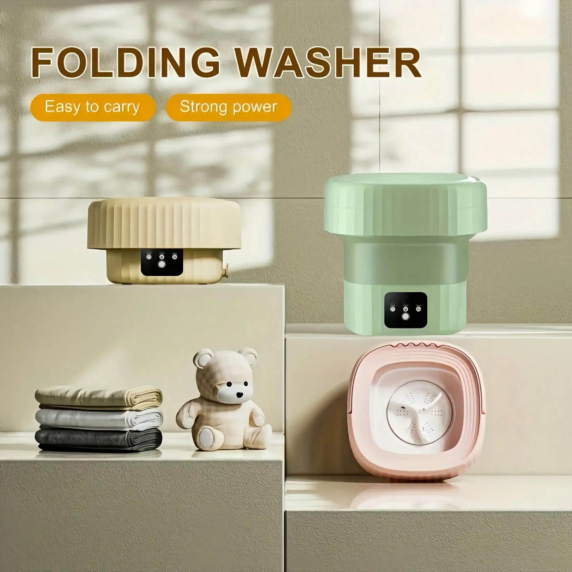 

Мини-стиральная машина-ведро складная, 6 л, 3 режима, эффективная стерилизующая стирка с корзиной для слива воды, для детской одежды, нижнего белья