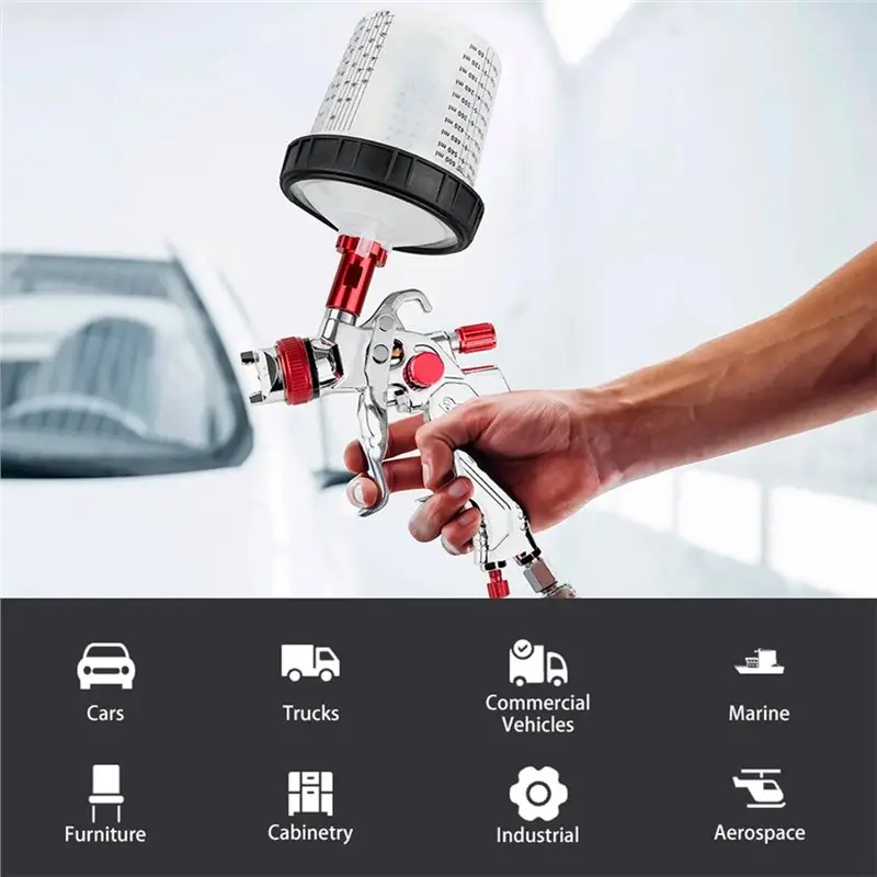 A04G-Nozzle Kit(1.4+ 1.7+ 2.0Mm) For HVLP Spray Gun Including Air Regulator Filters+ 10PCS No-Clean Paint Mixing Cups Green