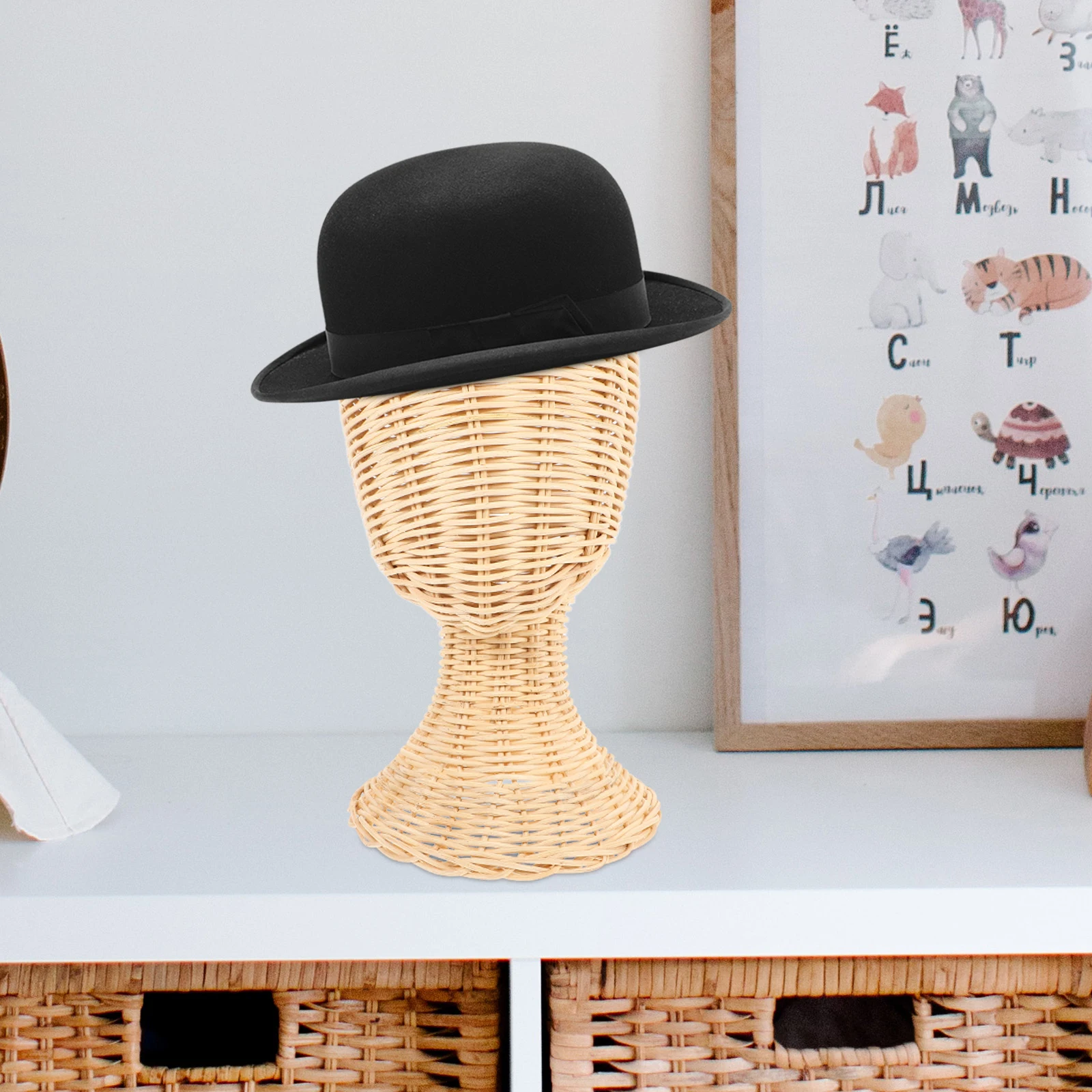 

Rattan Hat Display Stand Material Stable Base Shape Maintenance Ideal Styling Jewelry Showcase Tabletop