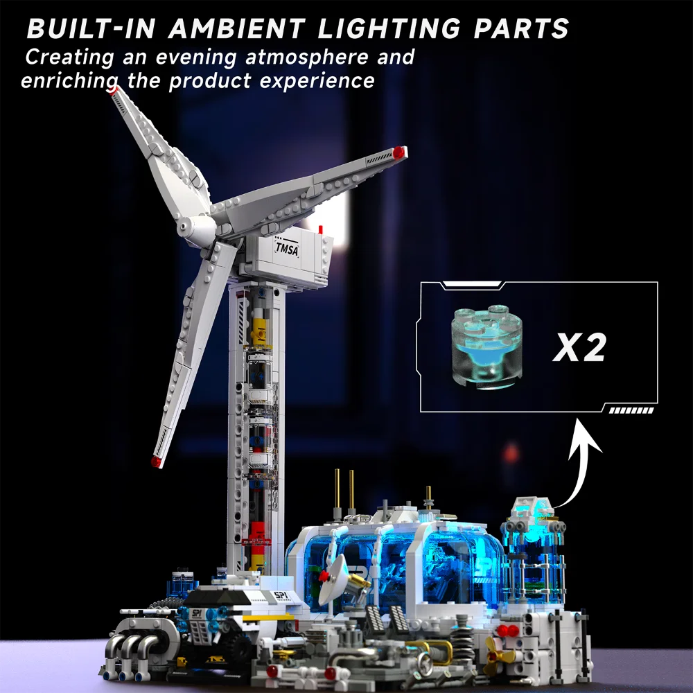 2291 stücke NEUE Technische Windkraft Anlage Modell Gebäude Kit Mit Leuchten Funktion DIY Montage Ziegel Geburtstag Weihnachten Geschenke