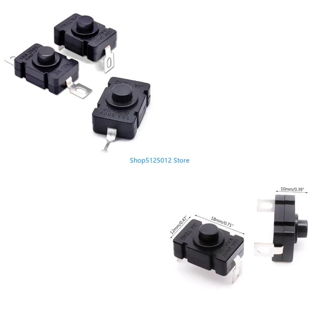 G8TC 10 piezas negro enganche Mini interruptor encendido/apagado interruptores botón bloqueo automático para linterna