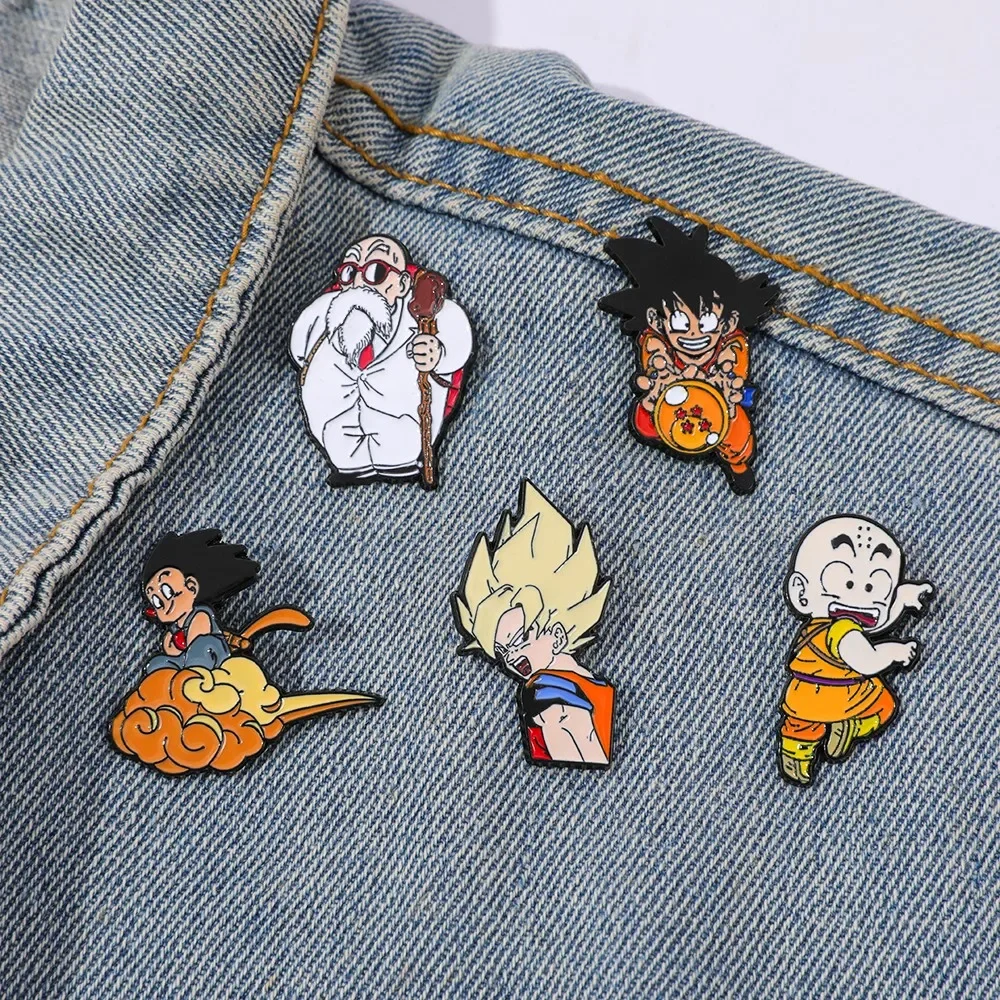 5 Pcs Classic Popular Anime Brooch ​Son Gohan Creative Enamel Pin Metal Badge Jewelry Clothing Backpack Accessories Gift