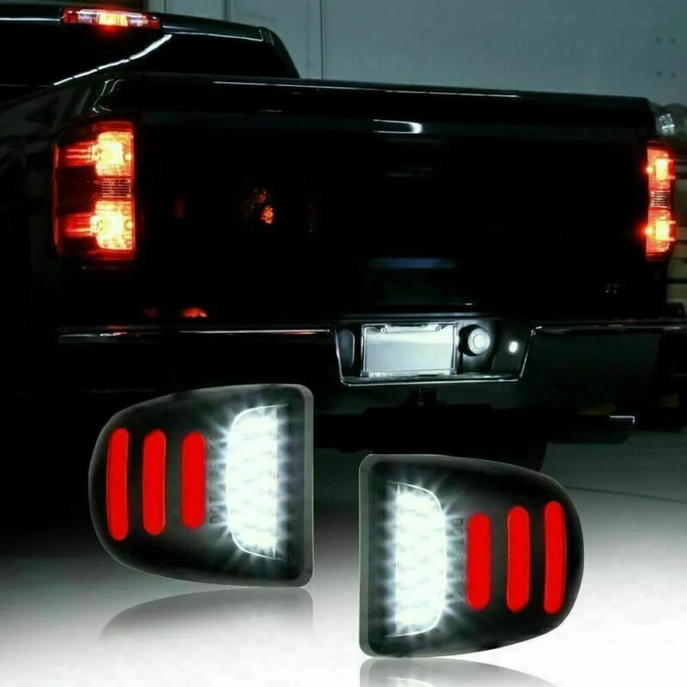 

2pcs LED License Plate Light Red DRL Tube For Silverado fit for Sierra 1500 2500