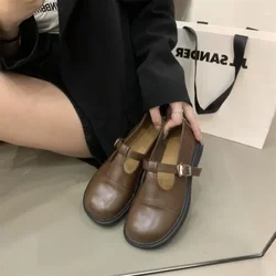 Zapatos Para Mujeres brytyjskie buty małe skórzane dla kobiet w stylu Vintage z okrągłym noskiem na niskim obcasie buty damskie na co dzień