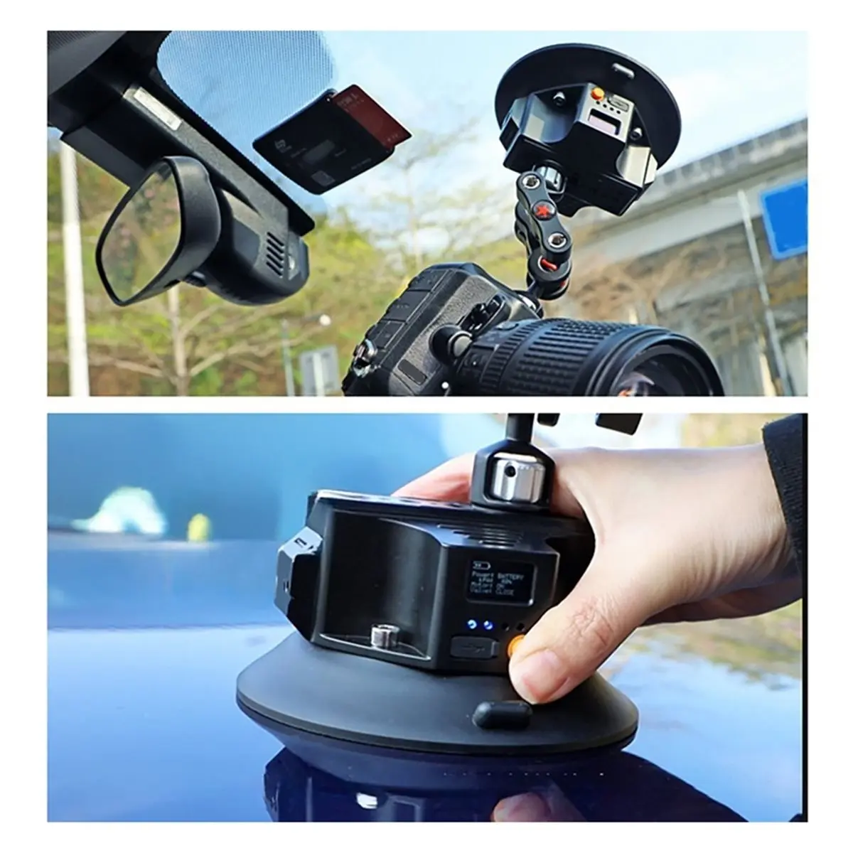 Punctual- 3inch Strong Electric Suction Cup Car Camera Suction Cup Shock Absorption Sports Camera Fixed Tool for Camera Phone