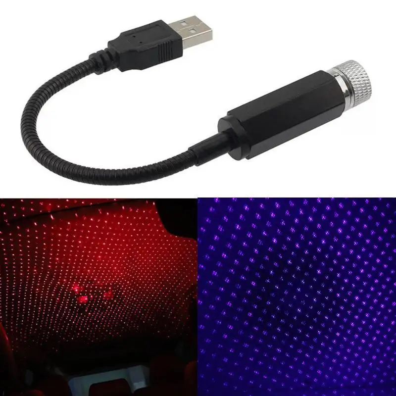 

USB автомобильный свет звездного неба окружающий свет красный зеленый синий фиолетовый звездное небо потолочный светильник салона автомобиля