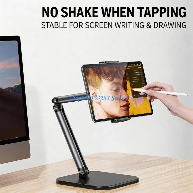 G88D Heavy Duty Metal Arm Tablets Mount Clamp For 4.7-13Inch Screens Rotatable Base