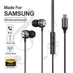 USB Type C Headphones HiFi Stereo surround sound In-ear 3.5mm Wired Music Earbuds For Galaxy S24 S23 S22 Ultra iPhone 15 Pro Max