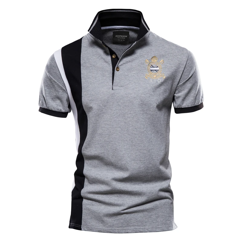 AIOPESON Polo Shirt for Men Short-sleeved Patchwork Men's Polos Quality Summer Brand Men Clothing