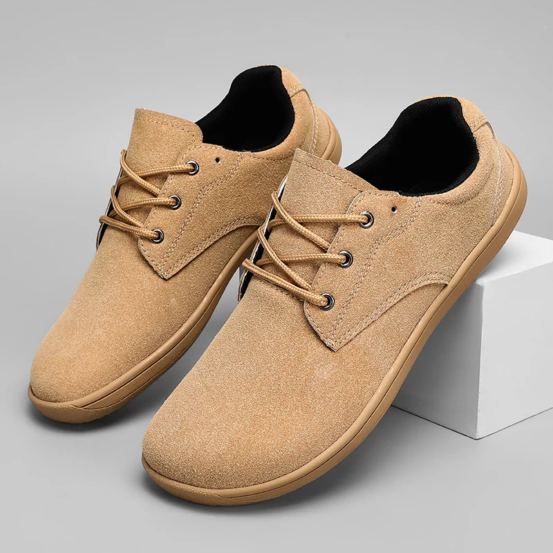 Men's Wide Toe Box Off-road Running Shoes Zero Drop Anti Slip Ultra Wide Walking Shoes Cushioned Denim Boots Large Size 39 48