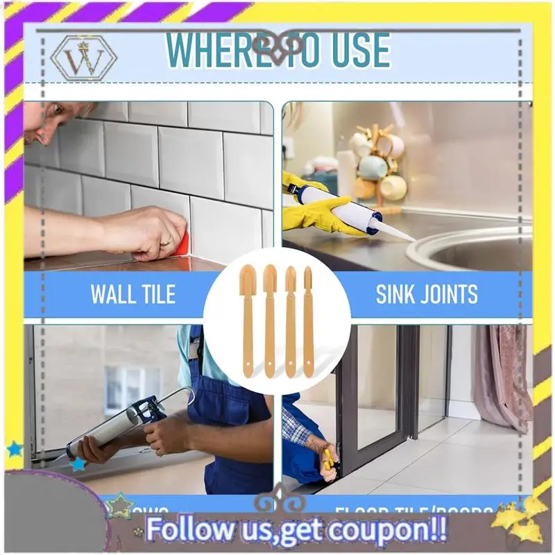 

ABXV-Silicone Caulking Tool, 4 Sizes Caulk Remover Tool Sealant Finishing Tool Set Caulk Applicator Spreader Rubber Spatulas