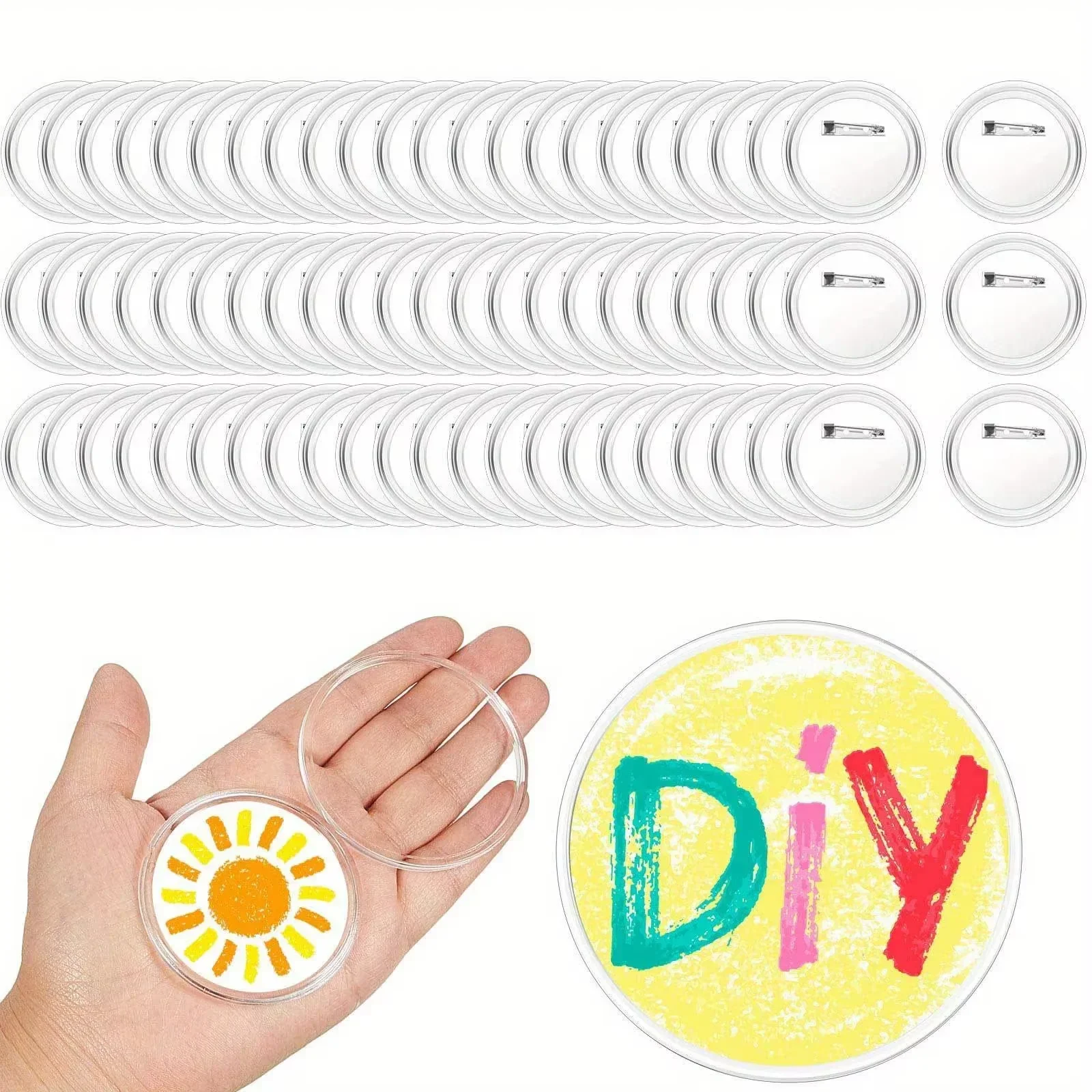 

Clear Acrylic Badge Blanks DIY Button Pins for Custom Photos Sewing Clothing Crafts Acrylic Transparent Button Badge Pins