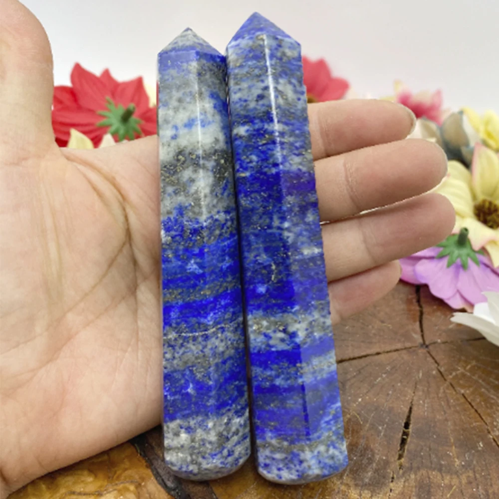 8-15cm Natural Lapis Lazuli Obelisk Crystals Wand Polished Reiki Healing Stone for Meditation Home Decor Gift